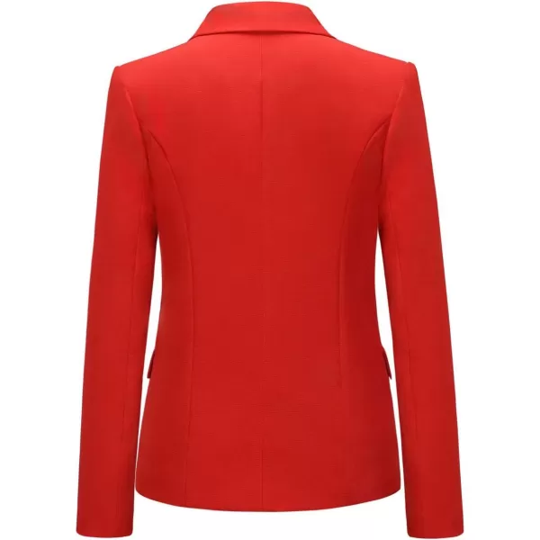 chouyatou Womens Vintage Double Breasted Slim Fit Dress Suit Blazer JacketRed
