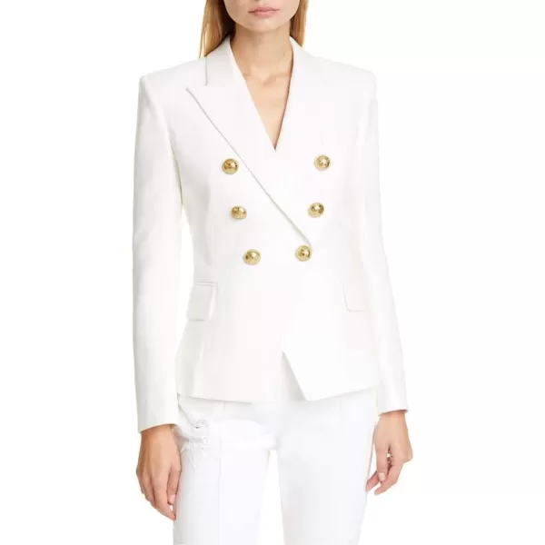 chouyatou Womens Vintage Double Breasted Slim Fit Dress Suit Blazer JacketWhite