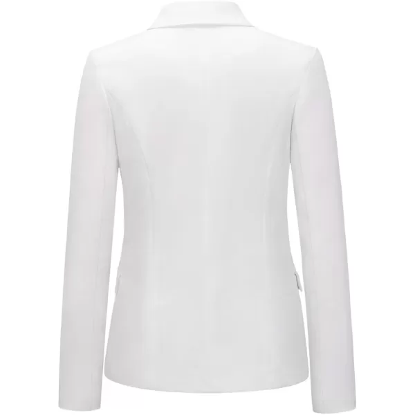 chouyatou Womens Vintage Double Breasted Slim Fit Dress Suit Blazer JacketWhite