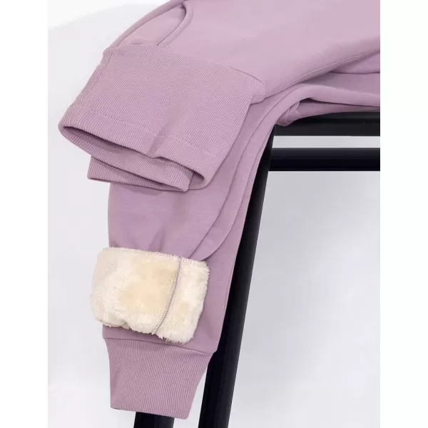 chouyatou Womens Winter Sherpa Lined High Waist Relaxed Fit EcoSmart Athletic Jogger Fleece SweatpantPurple