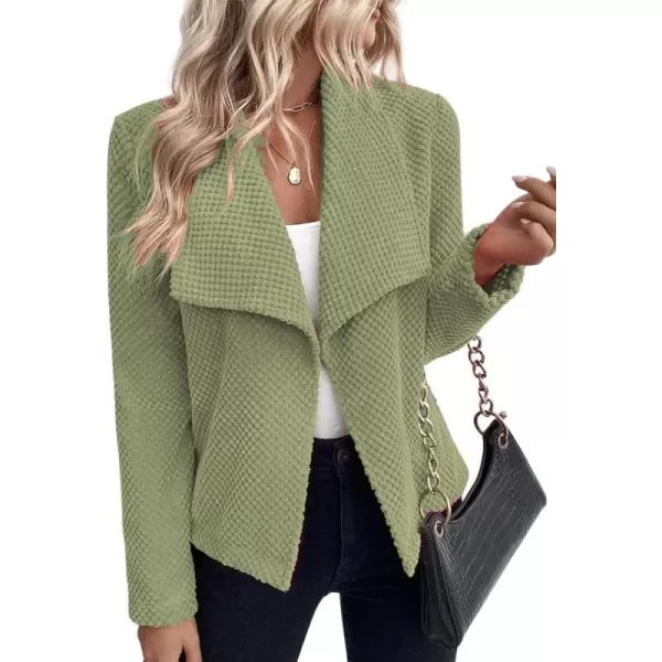 chouyatou Womens Fall Business Casual Open Front Lapel Collar Work Office Blazer Jacket CoatLight Green