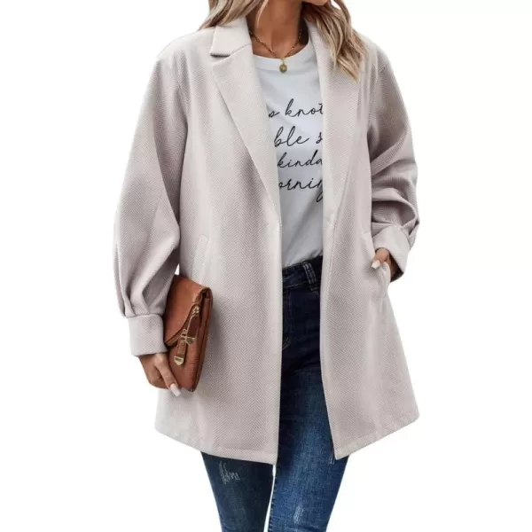 chouyatou Womens Fall Casual Business Open Front Coat Notch Lapel Office Formal Dressy Blazer JacketApricot