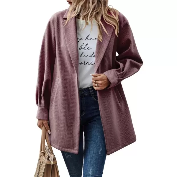 chouyatou Womens Fall Casual Business Open Front Coat Notch Lapel Office Formal Dressy Blazer JacketDirty Pink