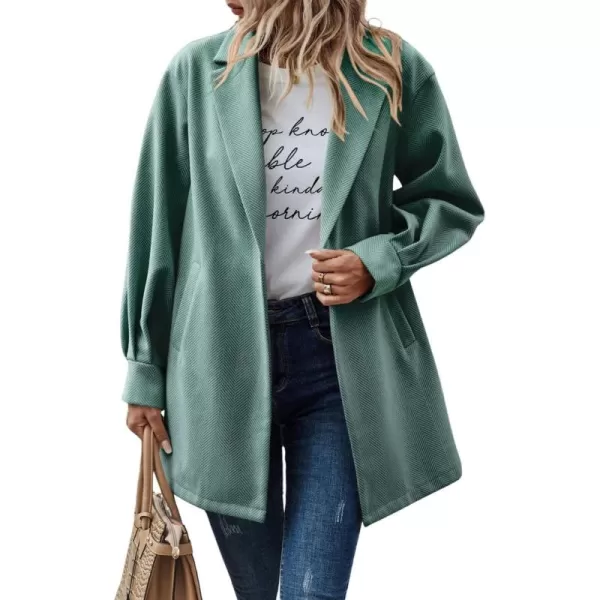 chouyatou Womens Fall Casual Business Open Front Coat Notch Lapel Office Formal Dressy Blazer JacketGreen