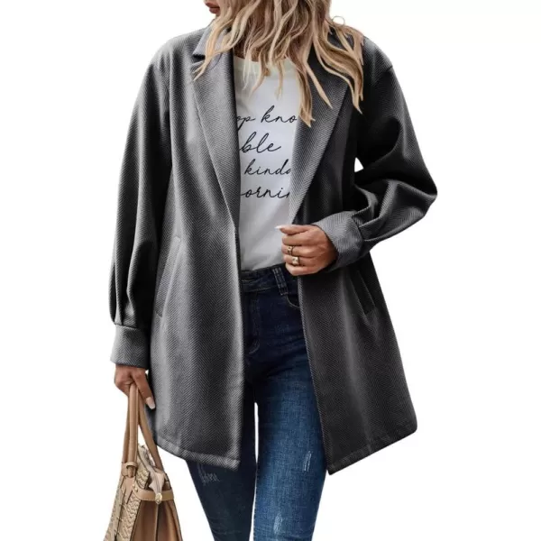 chouyatou Womens Fall Casual Business Open Front Coat Notch Lapel Office Formal Dressy Blazer JacketGrey