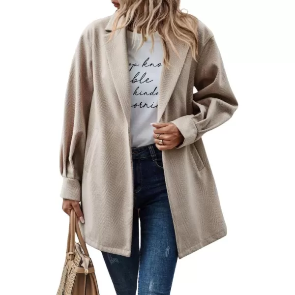 chouyatou Womens Fall Casual Business Open Front Coat Notch Lapel Office Formal Dressy Blazer JacketKhaki
