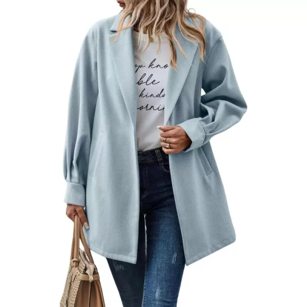 chouyatou Womens Fall Casual Business Open Front Coat Notch Lapel Office Formal Dressy Blazer JacketLight Blue