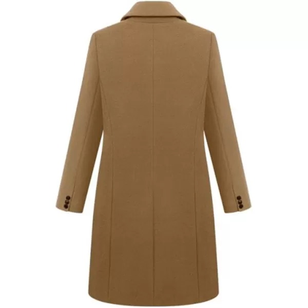 chouyatou Womens Basic Designed Notch Lapel Double Breasted MidLong Wool Pea CoatCamel