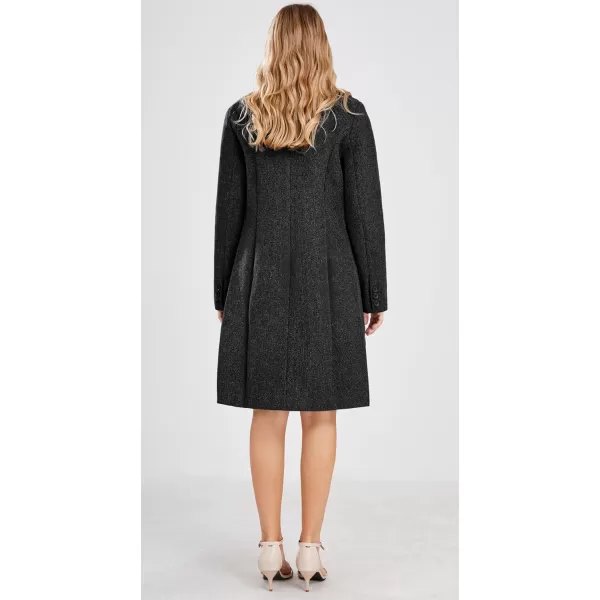 chouyatou Womens Basic Designed Notch Lapel Double Breasted MidLong Wool Pea CoatDark Grey