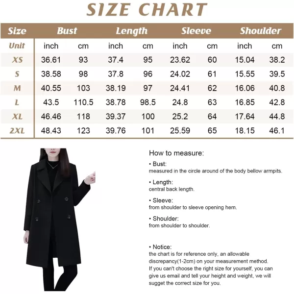 chouyatou Womens Basic Essential Double Breasted MidLong Wool Blend Pea CoatGrey