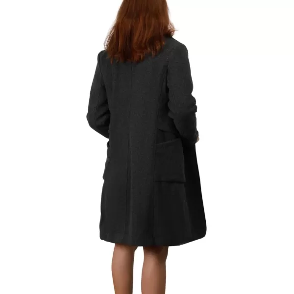 chouyatou Womens Basic Essential Double Breasted MidLong Wool Blend Pea CoatGrey