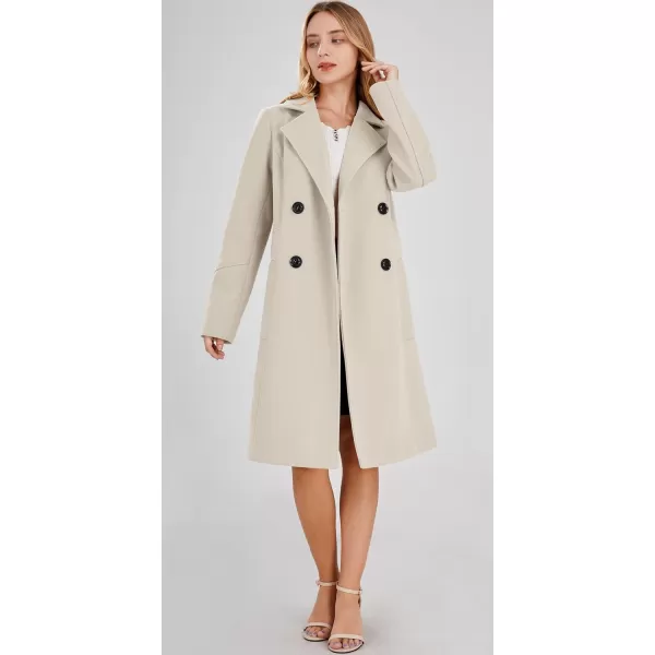 chouyatou Womens Basic Essential Double Breasted MidLong Wool Blend Pea CoatOffwhite