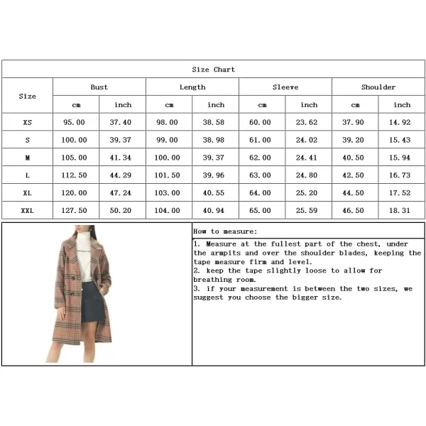 chouyatou Womens Classic Notched Collar Double Breasted Plaid Wool Blend Long Trench CoatPlaidbrown