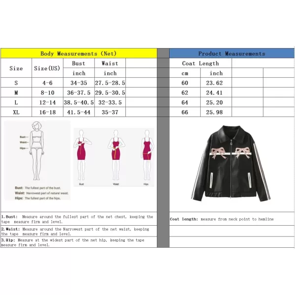 chouyatou Womens Y2K Bowknot Zip Up Faux Leather Jacket Contrast Striped Moto PU Leather Coat with PocketsPink