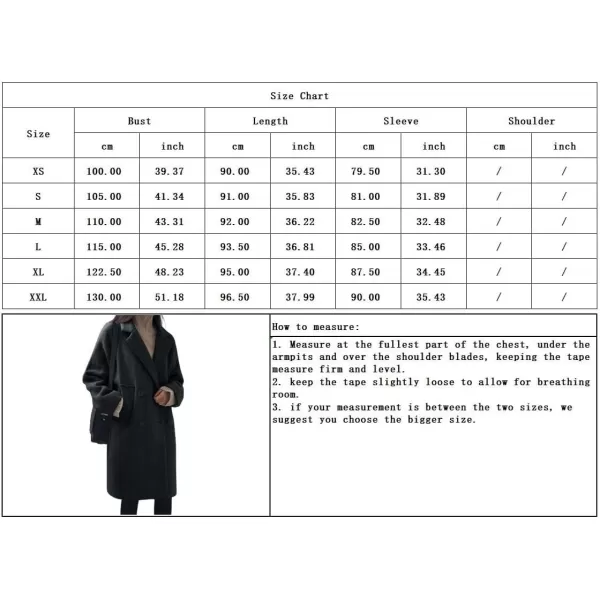 chouyatou Womens Casual Notch Lapel Double Breasted Warm Pea Coat OvercoatBlack