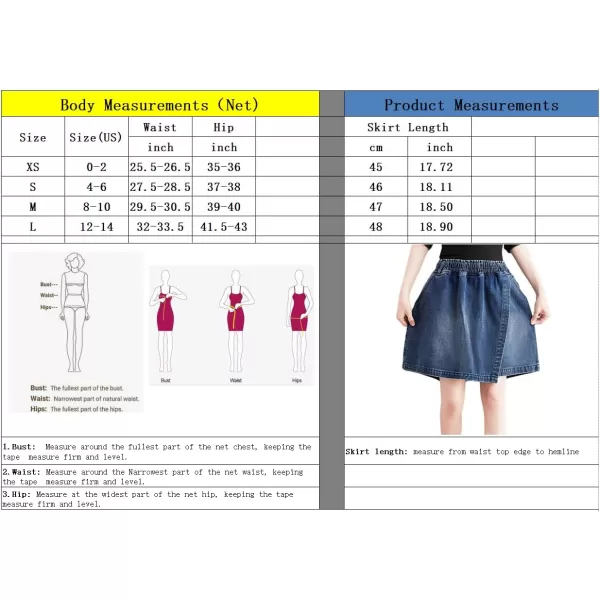 chouyatou Womens Cute Wide Leg Denim Skirt Shorts Elastic Waist A Line Jean Skorts with PocketsLight Blue
