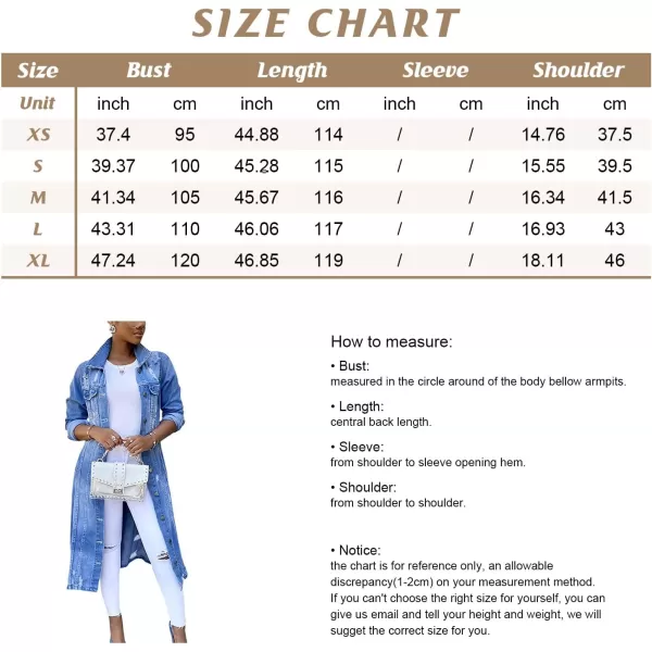 chouyatou Womens Distressed Hole Over Knee Midi Long Denim Jacket Trench CoatLight Blue