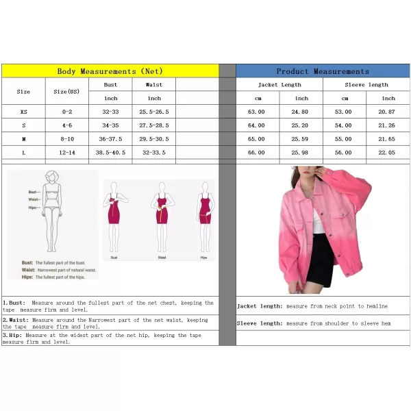 chouyatou Womens Gradient Tie Dye Denim Jacket Distressed Frayed Button Down Jean Shirt Trucker JacketPink