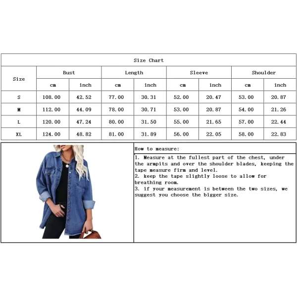 chouyatou Womens Oversized Denim Shacket Jacket Boyfriend Button Down Frayed Jean JacketBlue