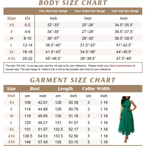 chouyatou Womens Summer Halter Neck Sleeveless Party Beach Maxi Chiffon DressGreen
