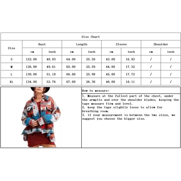 chouyatou Womens Tribal Aztec Pattern Button Down Trucker Shirt Jacket Shacket CoatOrange Blue