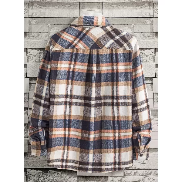chouyatou Mens Casual Plaid Button Down Long Sleeve Flannel Shirt Jacket Shacket TopBlue