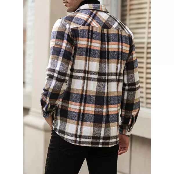 chouyatou Mens Casual Plaid Button Down Long Sleeve Flannel Shirt Jacket Shacket TopBlue