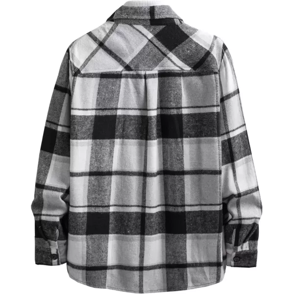 chouyatou Mens Casual Plaid Button Down Long Sleeve Flannel Shirt Jacket Shacket TopGray