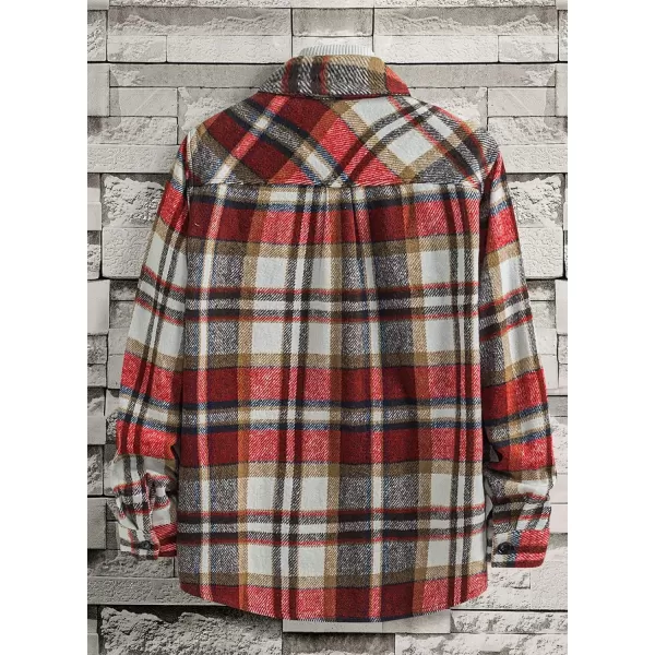 chouyatou Mens Casual Plaid Button Down Long Sleeve Flannel Shirt Jacket Shacket TopRed