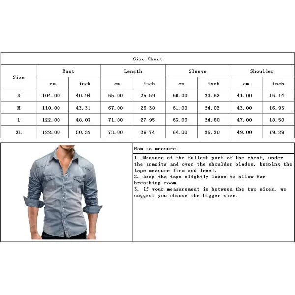 chouyatou Mens Western Long Sleeve Button Down Comfort Distressed Denim ShirtsGrey