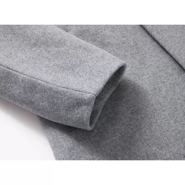chouyatou Mens Winter Notched Collar 1 Button Slimming Thick Quilted Lining Wool MidLength Trench OvercoatLight Grey