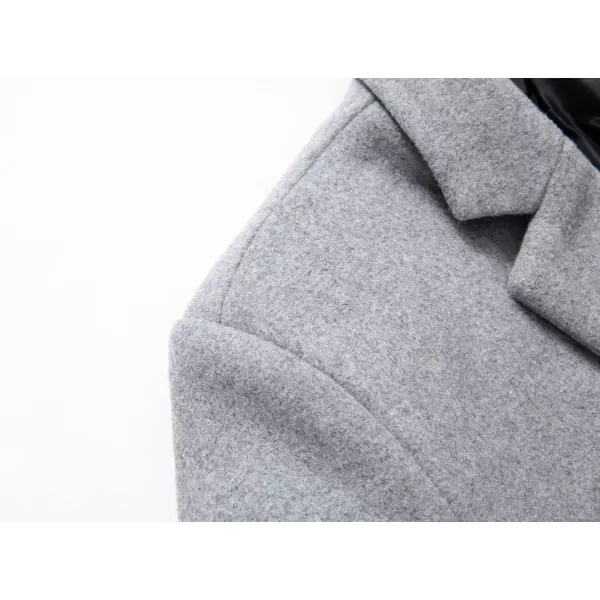 chouyatou Mens Winter Notched Collar 1 Button Slimming Thick Quilted Lining Wool MidLength Trench OvercoatLight Grey
