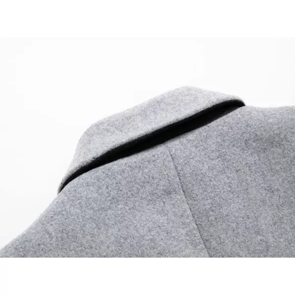 chouyatou Mens Winter Notched Collar 1 Button Slimming Thick Quilted Lining Wool MidLength Trench OvercoatLight Grey