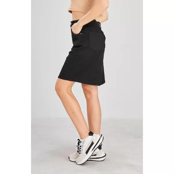 chouyatou Womens Basic FivePocket Rugged Wear Denim Pencil Skirt with SlitBlack