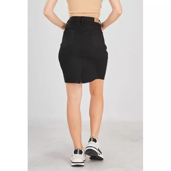 chouyatou Womens Basic FivePocket Rugged Wear Denim Pencil Skirt with SlitBlack