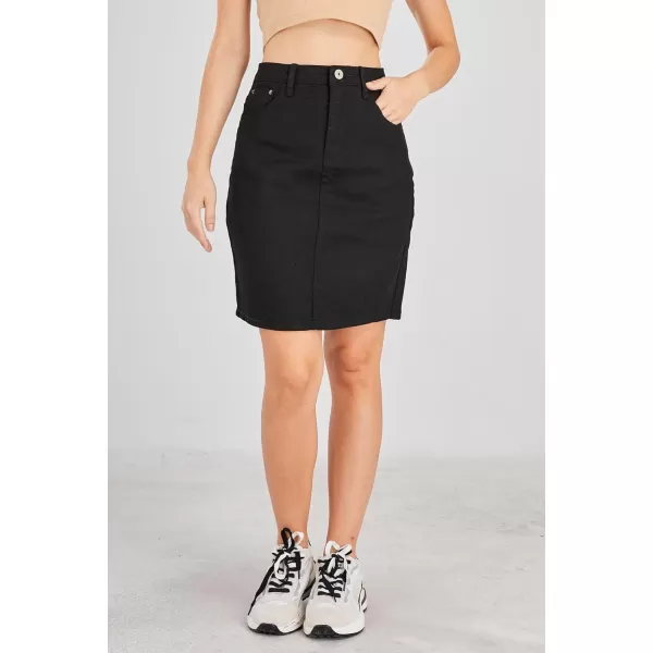 chouyatou Womens Basic FivePocket Rugged Wear Denim Pencil Skirt with SlitBlack