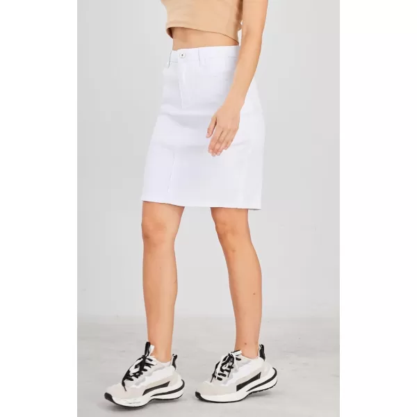 chouyatou Womens Basic FivePocket Rugged Wear Denim Pencil Skirt with SlitWhite