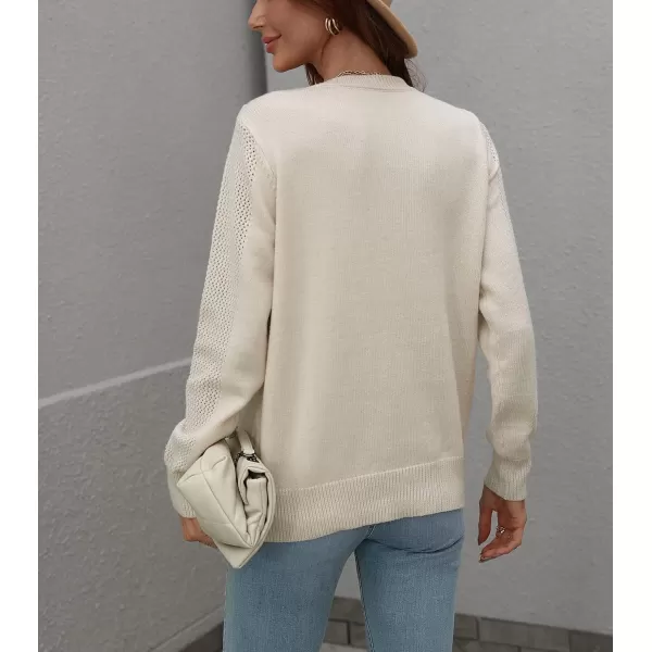 chouyatou Womens Casual Crewneck Fringe Tassel Knitted Pullover Sweater Jumper TopsApricot