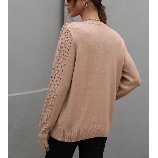 chouyatou Womens Casual Crewneck Fringe Tassel Knitted Pullover Sweater Jumper TopsKhaki