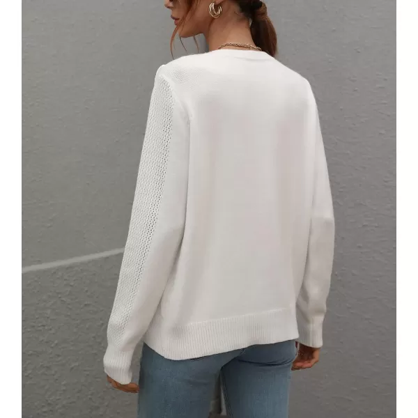 chouyatou Womens Casual Crewneck Fringe Tassel Knitted Pullover Sweater Jumper TopsWhite