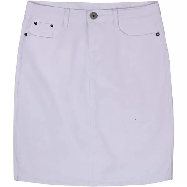 chouyatou Womens Basic FivePocket Rugged Wear Denim Pencil Skirt with SlitWhite