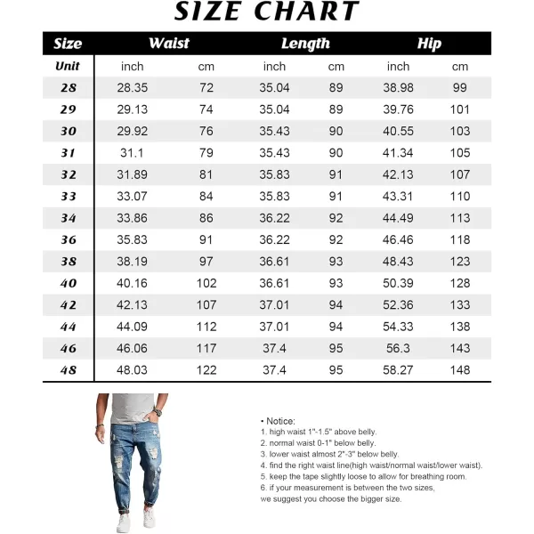chouyatou Mens Casual Distressed Style Tapered Leg Harem Jogger Jeans Crop Denim PantsBlue