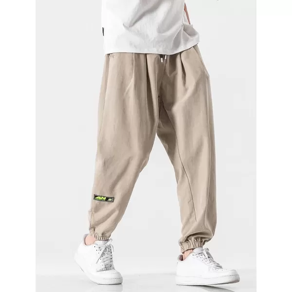 chouyatou Mens Casual Drawstring Elastic Waist Relaxed fit Sweatpants Pants JoggersKhaki B
