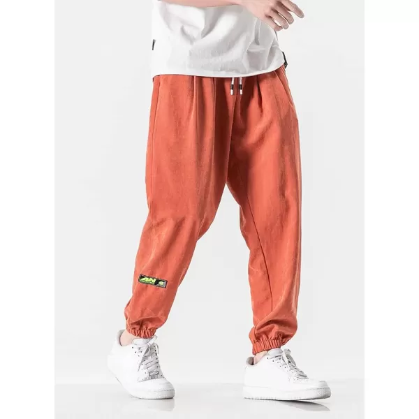 chouyatou Mens Casual Drawstring Elastic Waist Relaxed fit Sweatpants Pants JoggersOrange B
