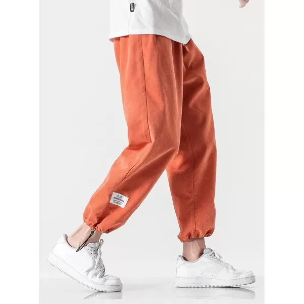 chouyatou Mens Casual Drawstring Elastic Waist Relaxed fit Sweatpants Pants JoggersOrange a