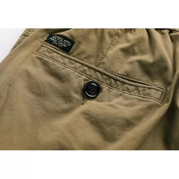 chouyatou Mens Casual ElasticWaist Loose MultiPocket Chino Cargo Work Shorts02khaki