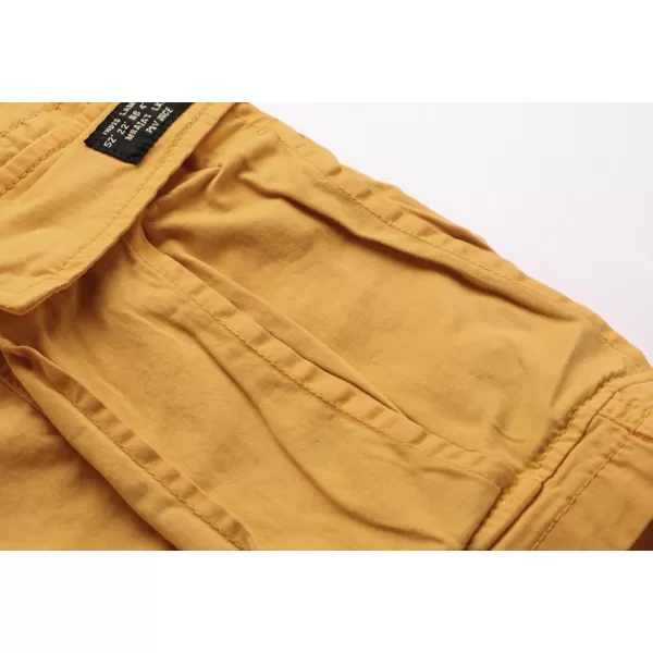 chouyatou Mens Casual ElasticWaist Loose MultiPocket Chino Cargo Work Shorts03tan