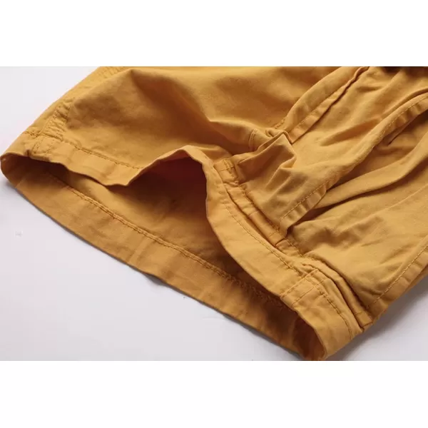 chouyatou Mens Casual ElasticWaist Loose MultiPocket Chino Cargo Work Shorts03tan