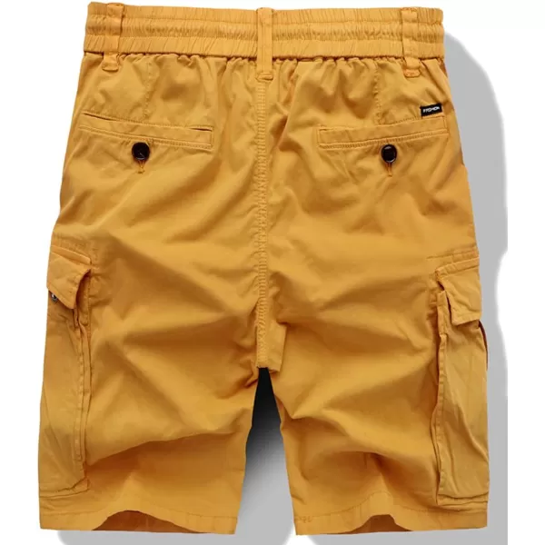 chouyatou Mens Casual ElasticWaist Loose MultiPocket Chino Cargo Work Shorts03tan