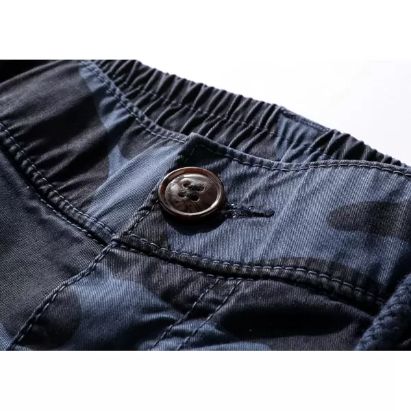 chouyatou Mens Casual ElasticWaist Loose MultiPocket Chino Cargo Work Shorts05bluecamo